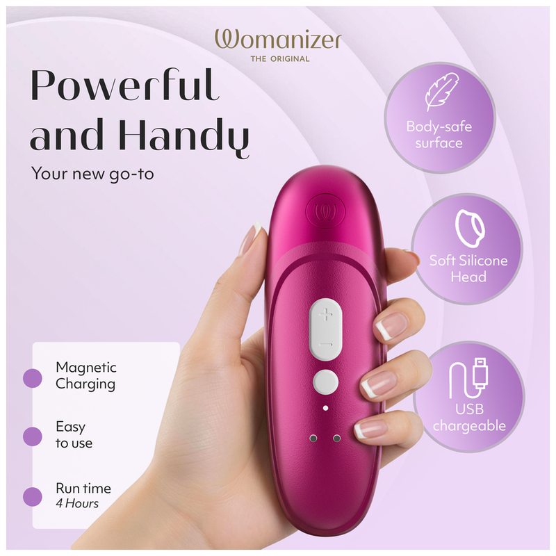 WOMANIZER - STIMULATEUR CLITORIAL PRO À SUCCION 11 NIVEAUX D'INTENSITÉ ROSE VIBRANT