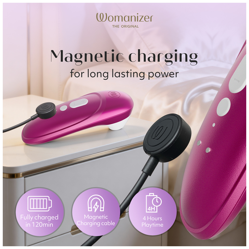 WOMANIZER - STIMULATEUR CLITORIAL PRO À SUCCION 11 NIVEAUX D'INTENSITÉ ROSE VIBRANT