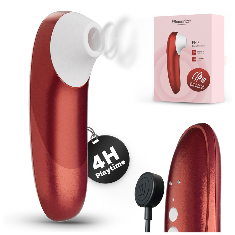 WOMANIZER - STIMULATEUR CLITORIAL PRO À SUCCION 11 NIVEAUX D'INTENSITÉ ROUGE BORDEAUX