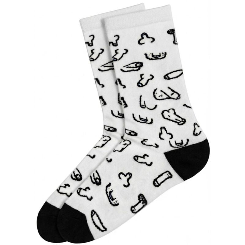 Chaussettes Blanches Motif Pénis Pointures 35-40 - Diablo Picante