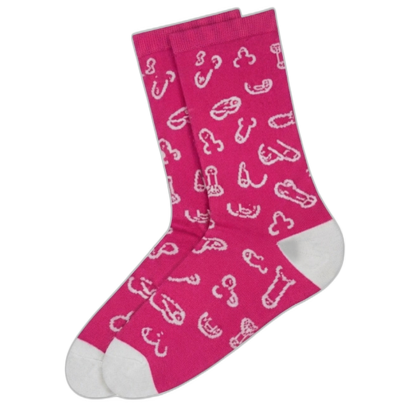 DIABLO PICANTE - CHAUSSETTES ROSES À MOTIFS PÉNIS POINTURES 35 - 40