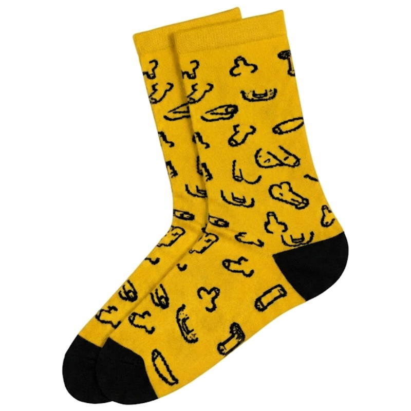 DIABLO PICANTE - CHAUSSETTES JAUNES À MOTIFS PÉNIS POINTURES 41 - 45