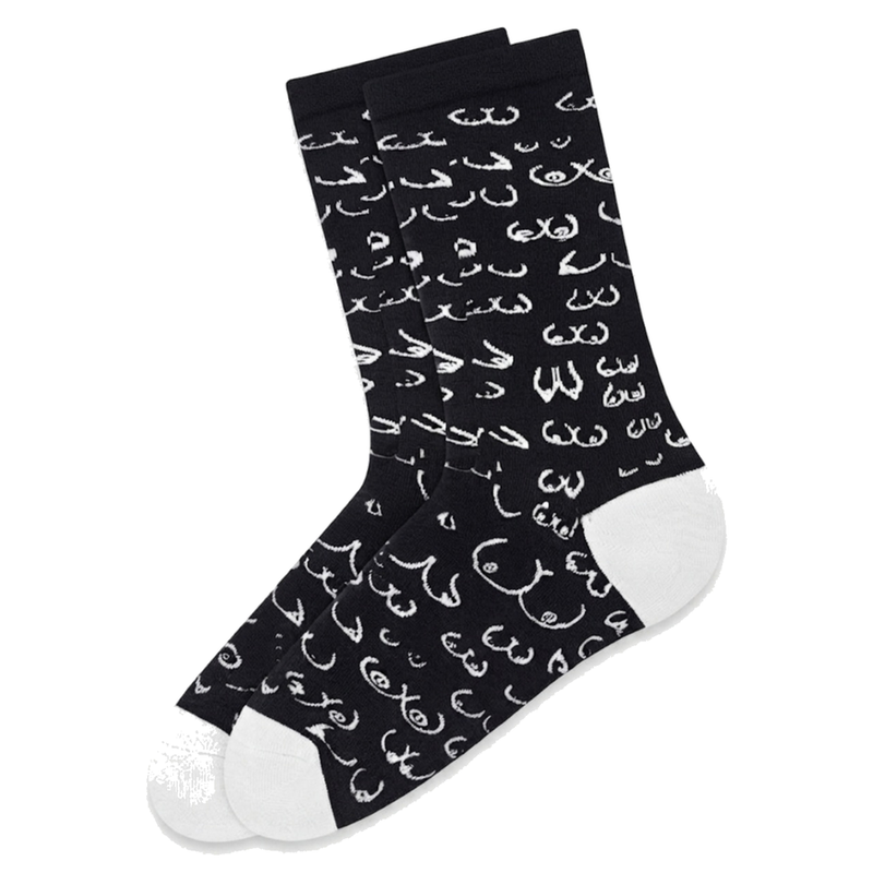DIABLO PICANTE - CHAUSSETTES NOIRES À MOTIF SEINS POINTURES 35 - 40