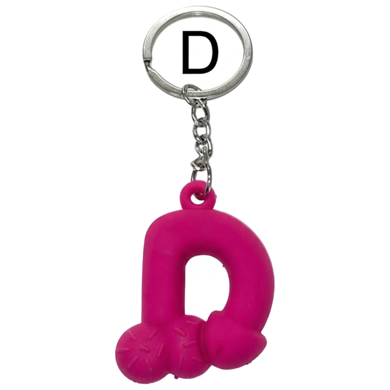 Porte-clés Pénis Lettre D Fuchsia Parfumé Fraise - Diablo Picante