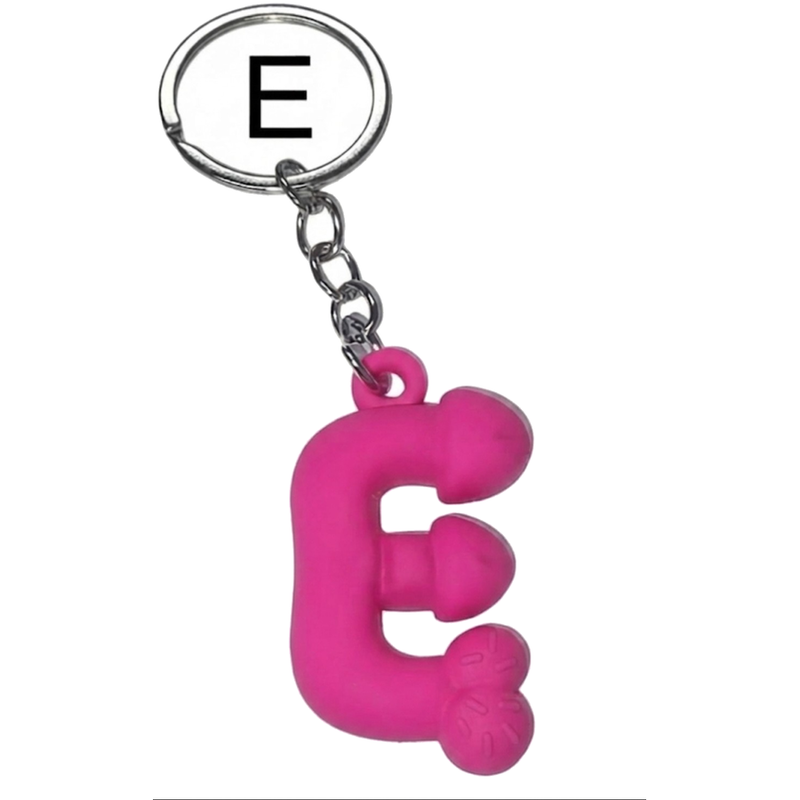Porte-clés Pénis Fuchsia Lettre E Parfumé Fraise - Diablo Picante