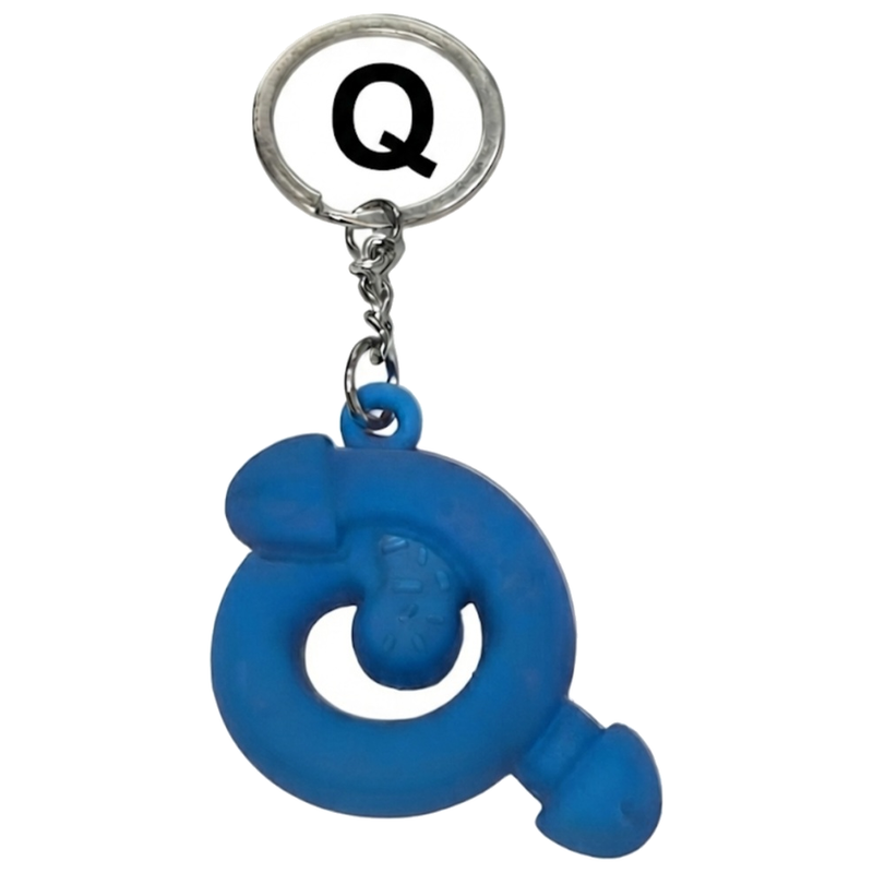 Porte-clés Pénis Bleu Parfumé Vanille Lettre Q - Diablo Picante
