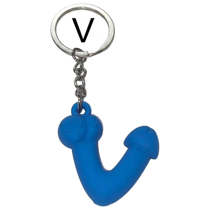 DIABLO PICANTE - PORTE - CLÉS BLEU EN FORME DE PÉNIS, LETTRE V PARFUMÉE À LA VANILLE