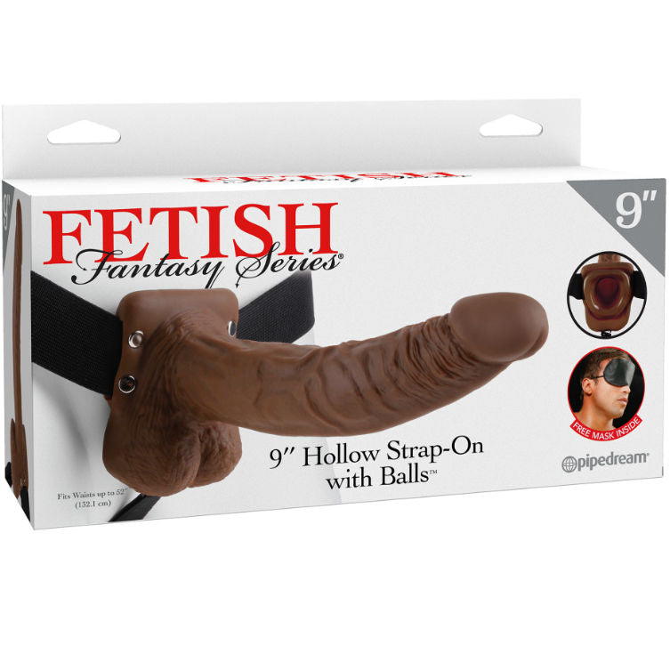 Fetish fantasy series - sangle creuse 9 avec boules 22.9cm marron
