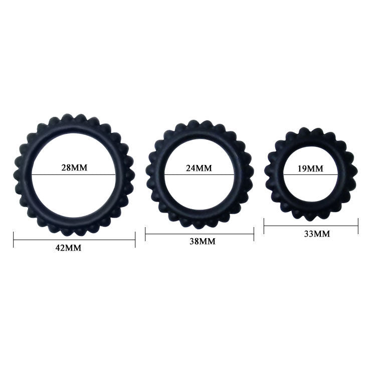 Baile - titan set 3 pcs cock ring noir 2.8 + 2.4 + 1.9 cm