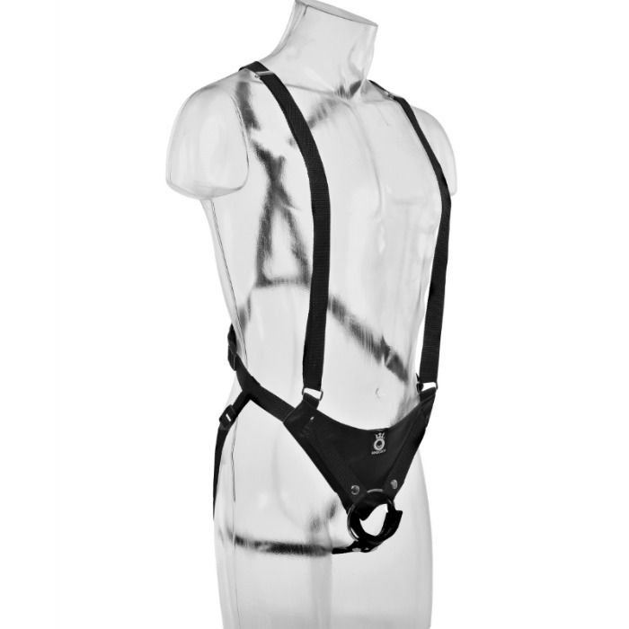 King cock - strap-on avec gode creux 28 cm et sangles couleur chaine