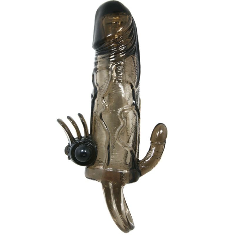 Baile - couvre-pénis brave man avec stimulation clito et anal double bullet noir 16.5 cm