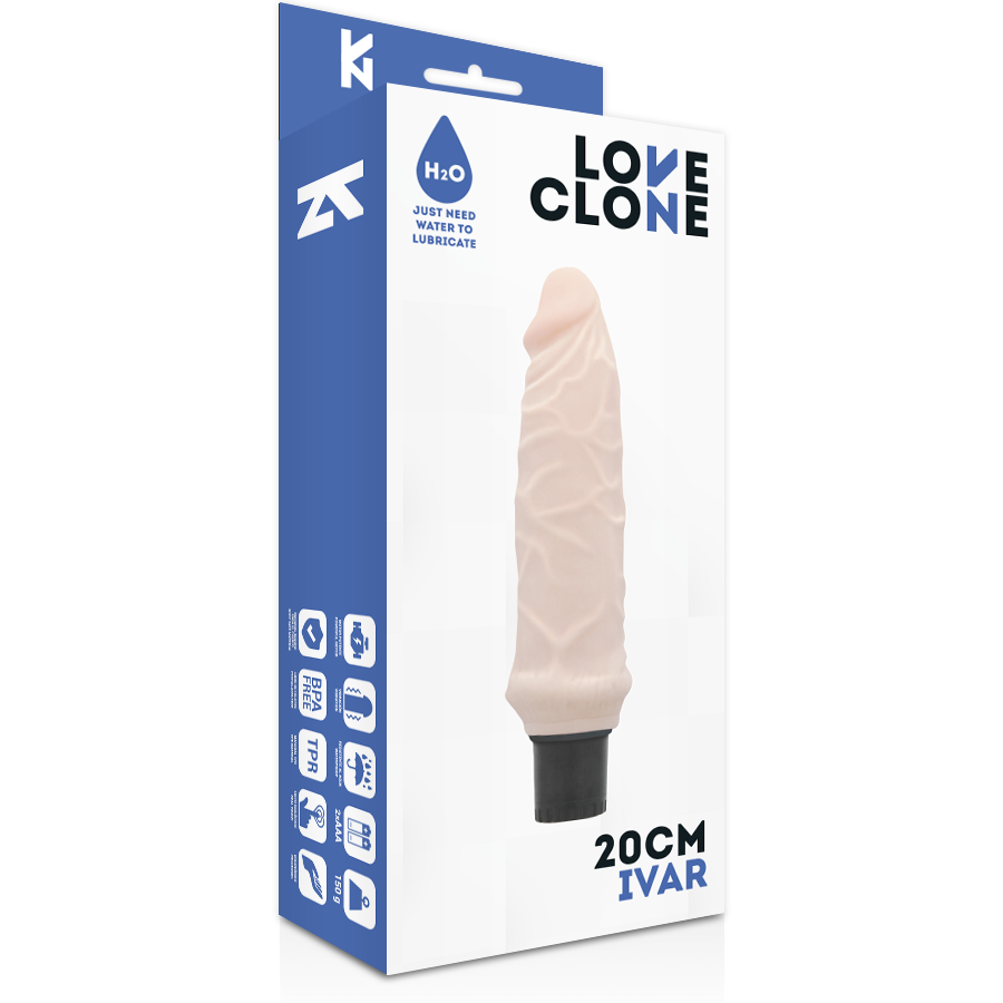 Loveclone - vibrateur autolubrifiant ivar 20 cm -o- 3.7 cm