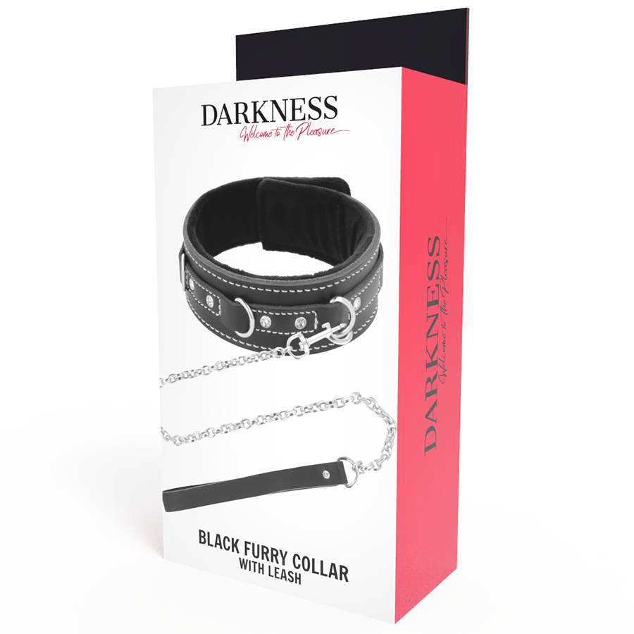 Darkness - collier en cuir de haute qualité avec laisse