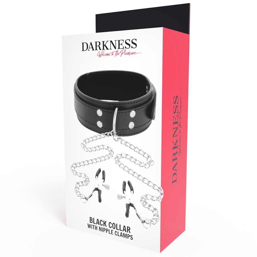 Darkness - collier avec pinces nipple noir