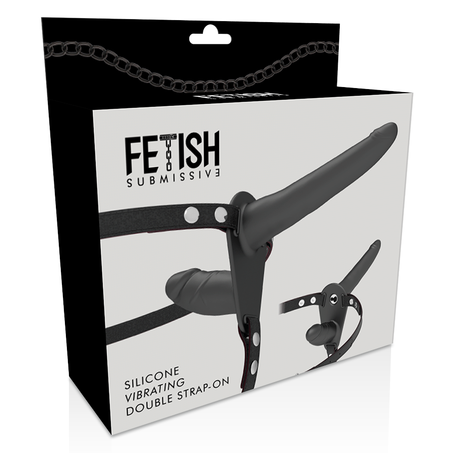 Fetish submissive harness - vibrateur noir double pénétration