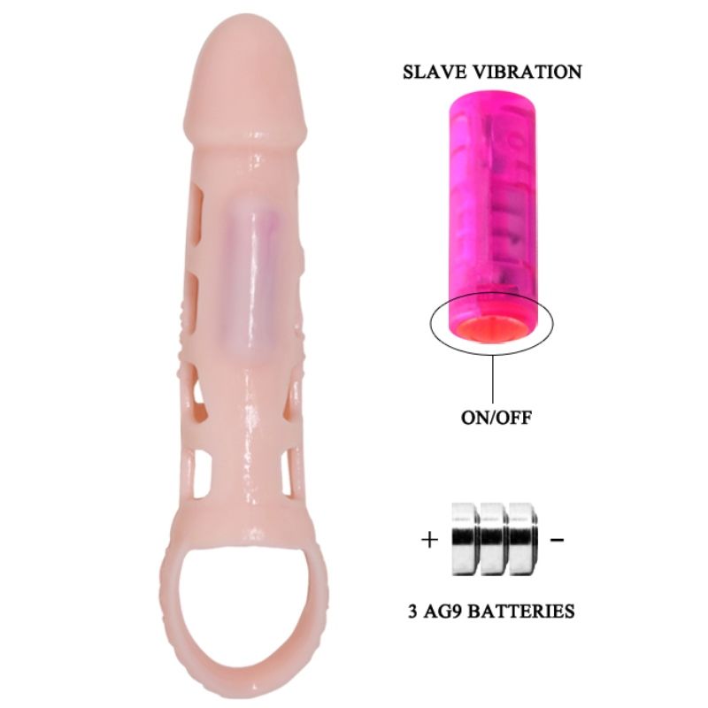 Baile - couverture dextension de pénis avec vibration et sangle naturelle 13,5 cm