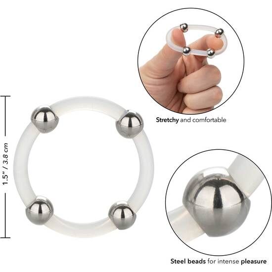 Calexotics - bague en silicone perlée acier l