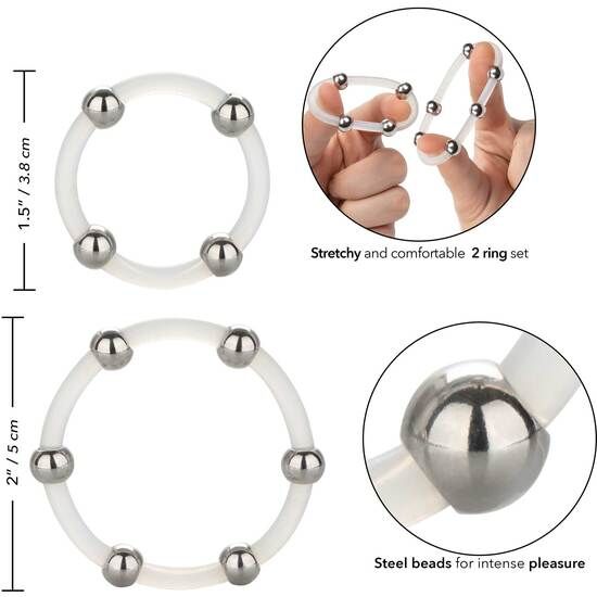 Calexotics - ensemble de bagues en silicone perlées en acier
