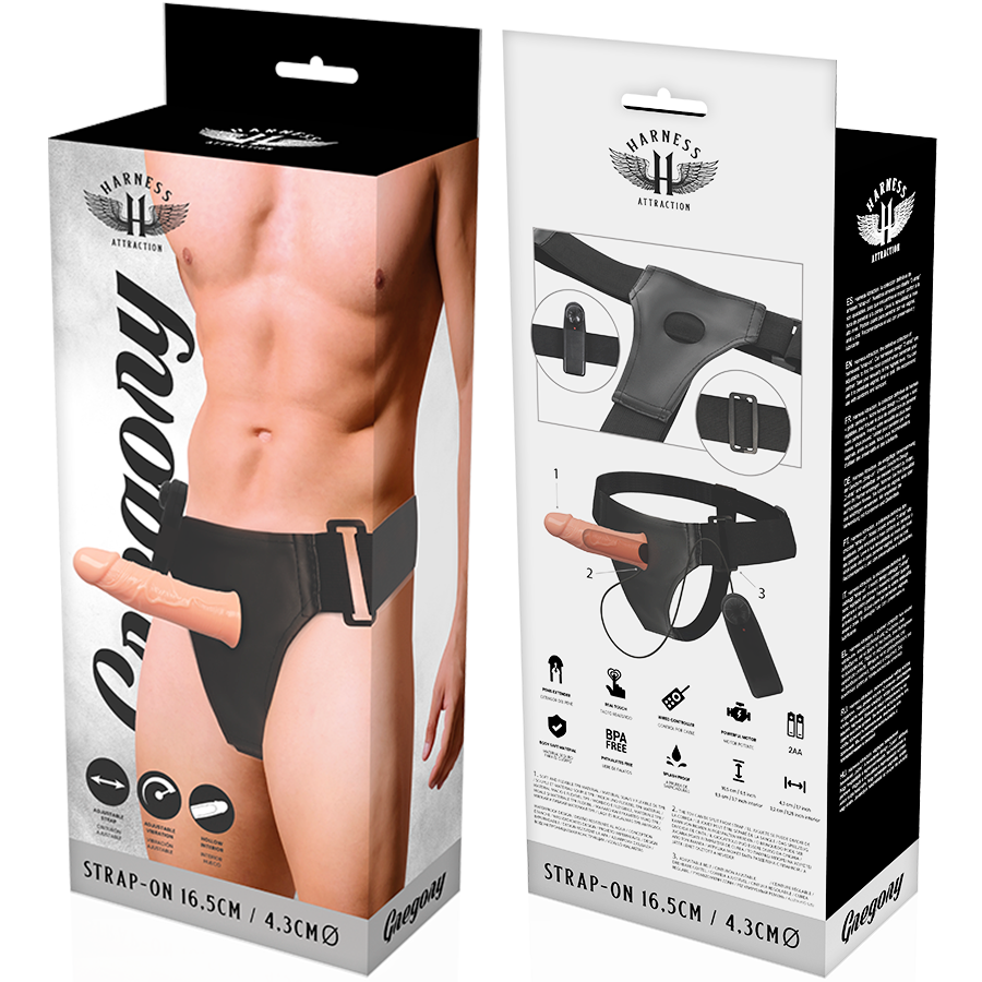Harness attraction - gregory hollow rnes avec vibrateur 16.5 cm -o- 4.3 cm