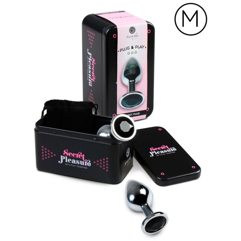 Secret Play - Plug métal bijou noir - Taille M