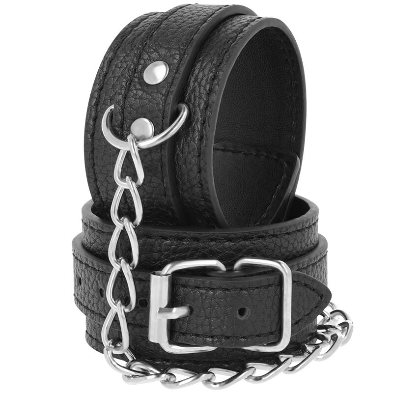 Darkness - menottes en cuir texturé noir