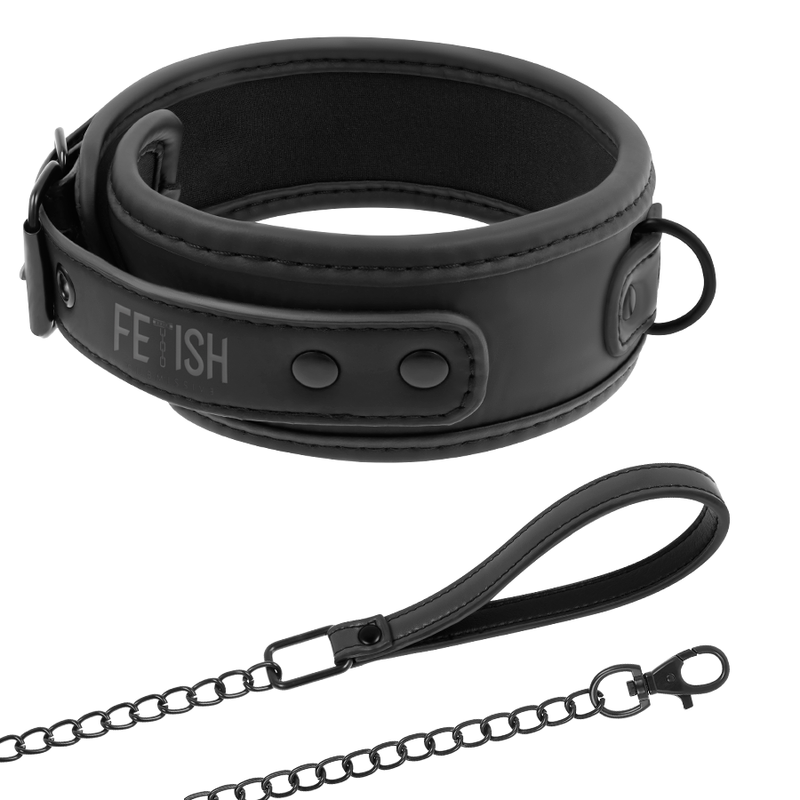 Fetish submissive - collier chaîne doublure en noprène