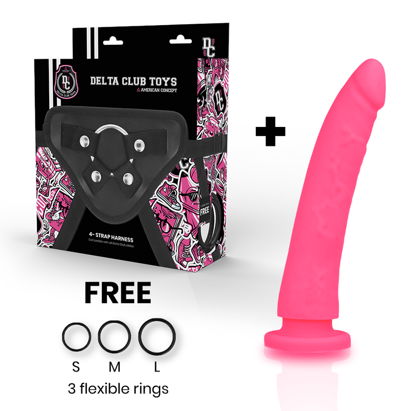 Delta club - toys harnais + dong silicone rose 17 cm -o- 3 cm