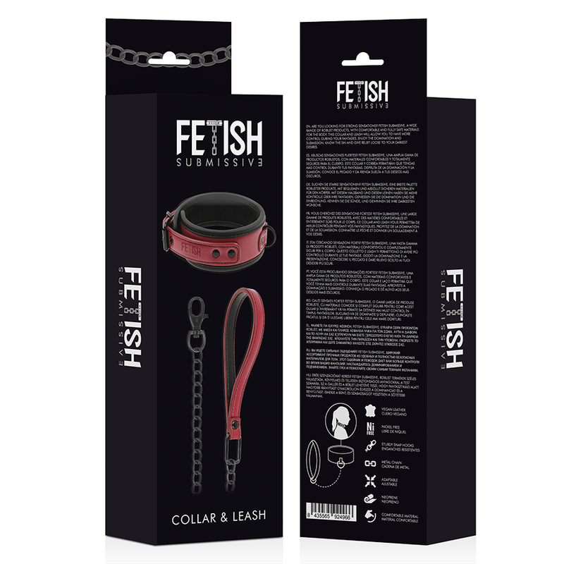 FETISH SUBMISSIVE DARK ROOM - COLLIER CHAÎNE DOUBLURE EN NÉOPRÈNE