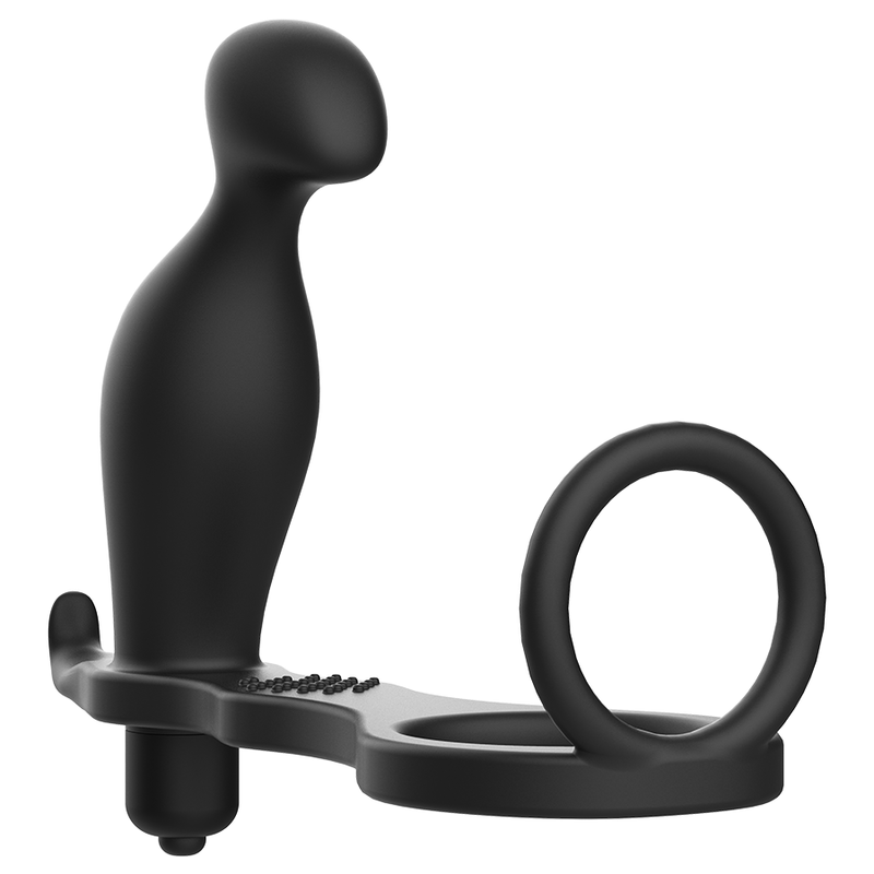 Addicted toys - plug anal avec anneau en silicone noir 12 cm